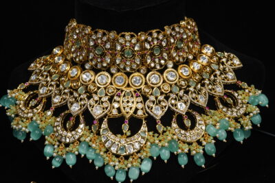 Traditional Gold Plated Mint Neck Choker Set