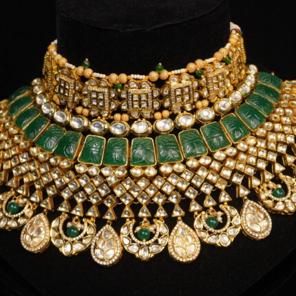 Paachi Green Antique Necklace Set with all Accessories