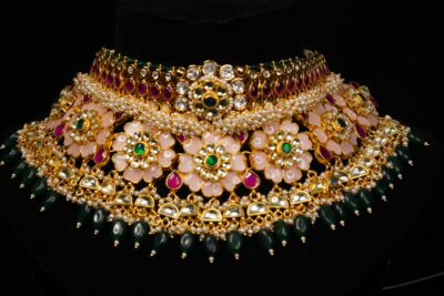 Enigmatic Pink & Green Bridal Necklace Set