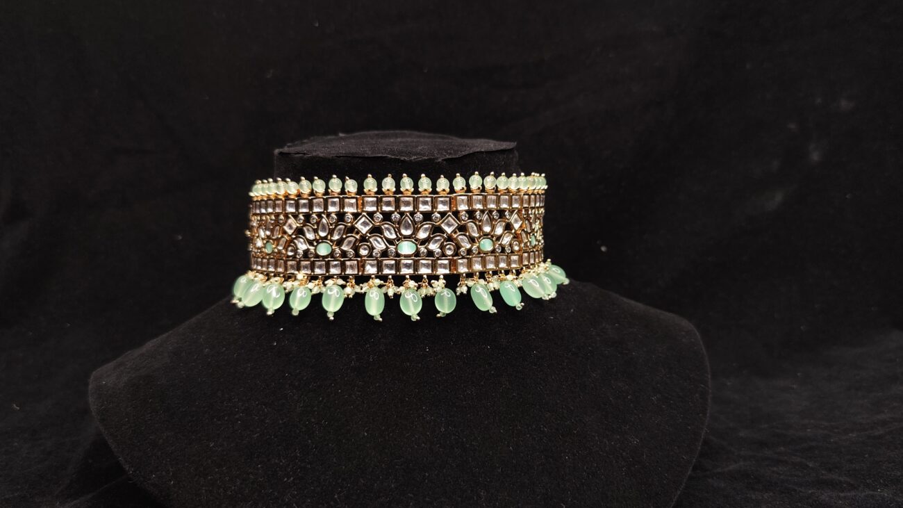 Splendacious Green American Diamond Choker Set