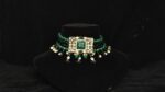Sqaure Pendant Green Choker Necklace