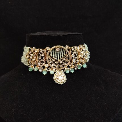 Regal Circle Pendant with Hydrogreen Pearl Choker Set