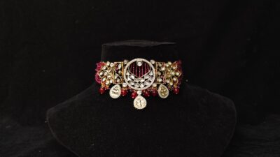 Modern look Circlular Pendant Maroon Neck Choker Set