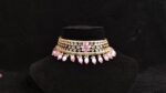 Pretty Pink Flower Designer American Diamond Choker Set