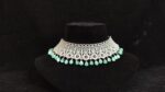 Heart Shaped Indowestern look Green American Diamond Choker Set