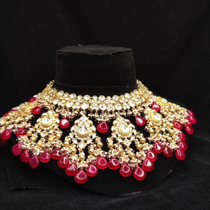Pachi Pieces Maroon & Gold Choker Set