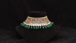 Green drops over Uncut-Glass Antique Necklace Set